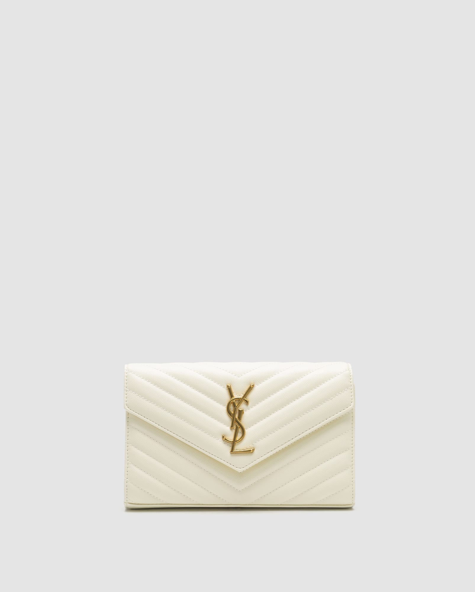 YSL Cassandre Matelasse Chain Wallet White
