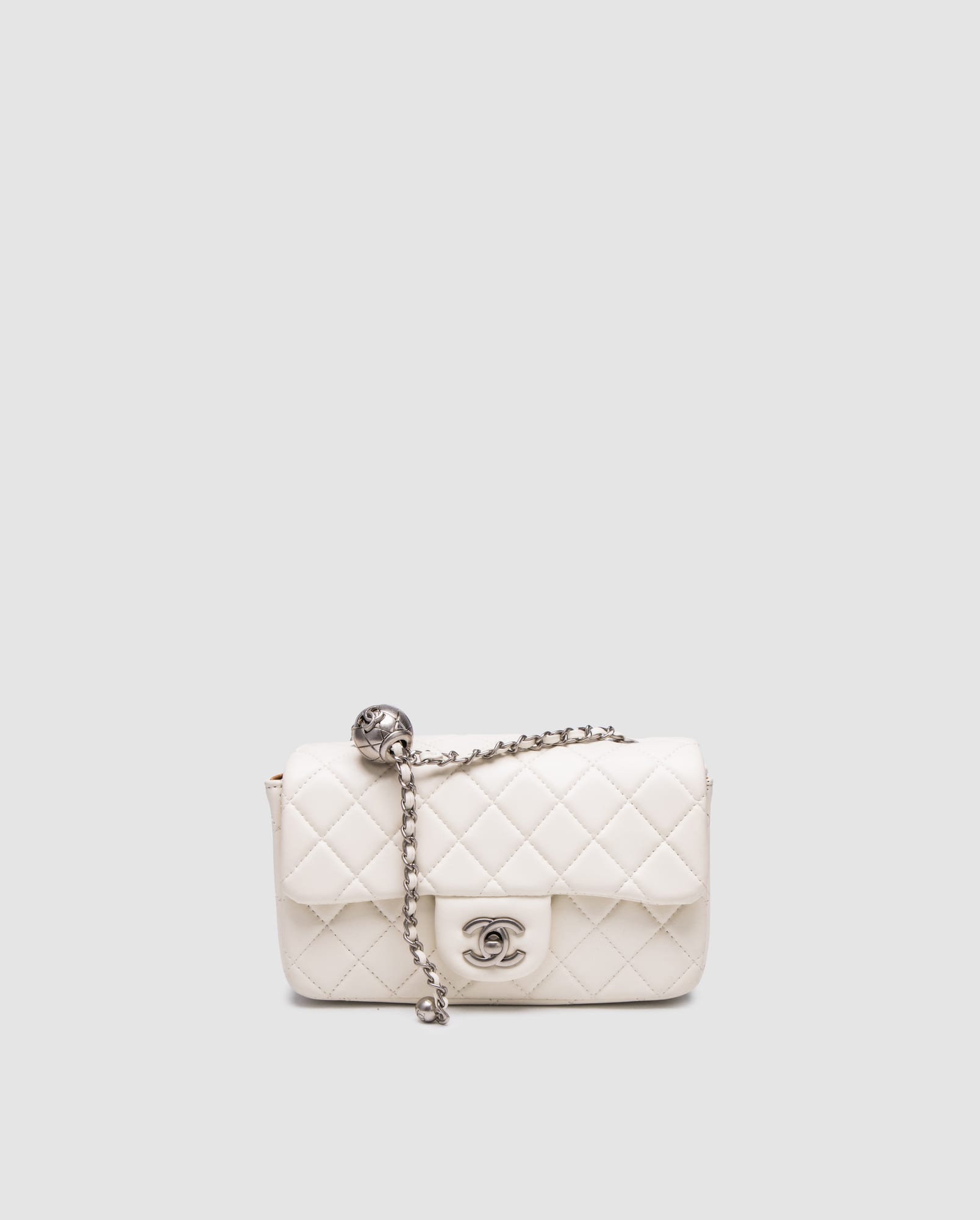 Chanel Classic 1.55 Small Single Flap in White/Silver